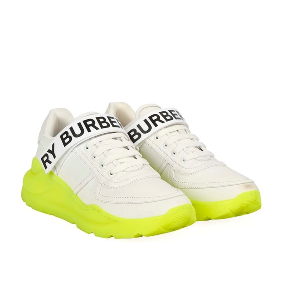 Burberry Ronnie Chunky White Leather Neon Sole Sneaker Size 40 - Picture 15 of 16